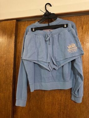 Vans Dusty Blue Crewneck Sweatshirt with Matching Shorts